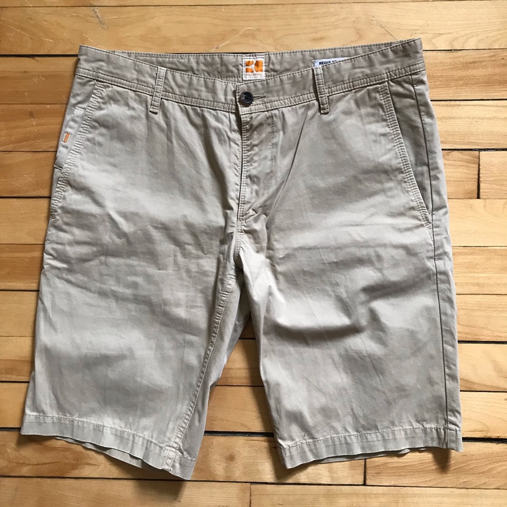 Hugo Boss Orange Khaki Men Tan Cotton Short Sz 34